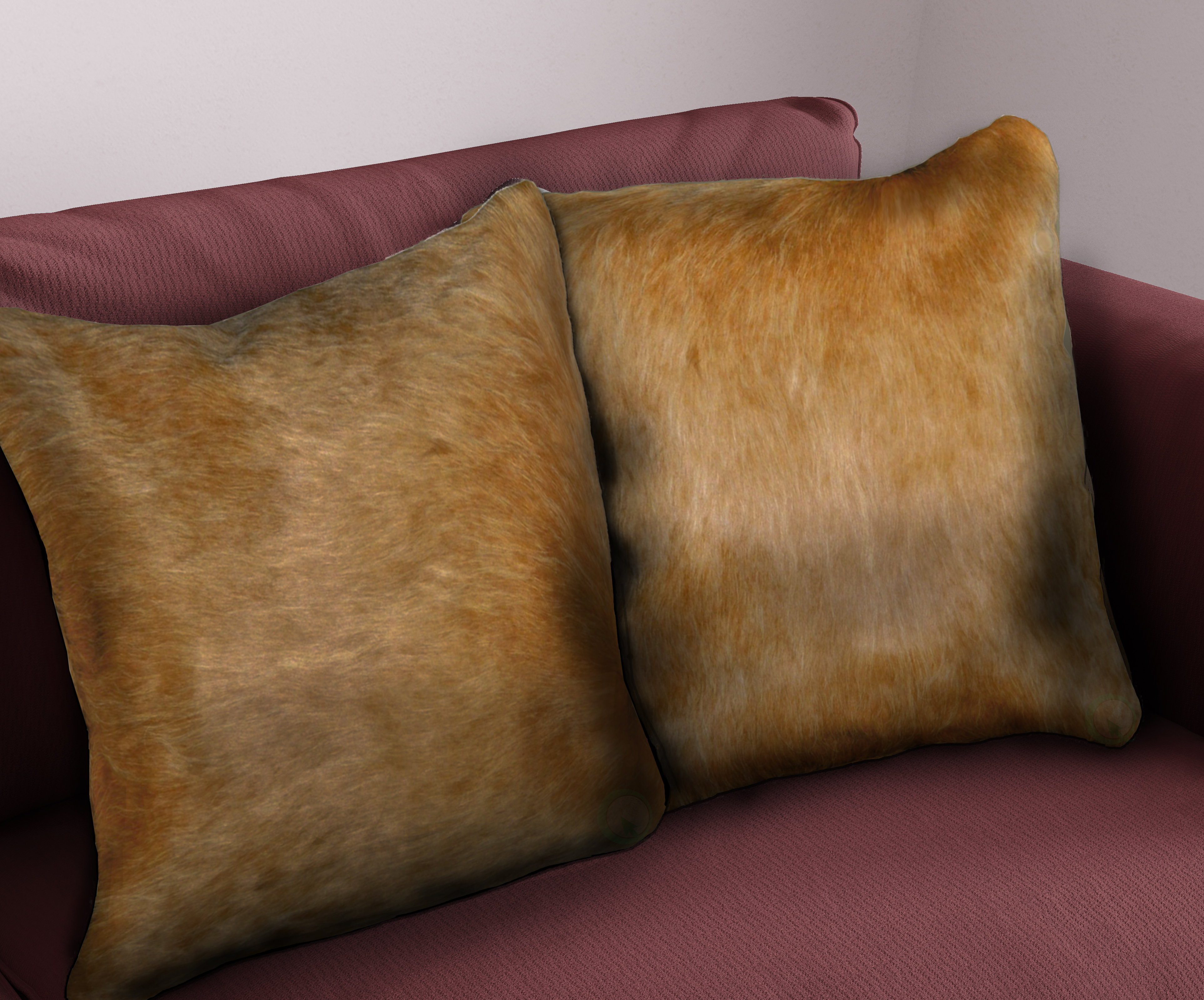 16 in. Brazilian Genuine Natural Leather High Quality Double Sided Cowhide Throw Pillow, Beige